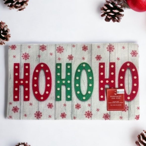 Peppermint & Pine Natco Home Other - Peppermint & Pine Christmas Rug Door Mat Accent Non Skid  HO HO HO 17.3 X 29.9